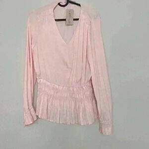PHILOSOPHY- Pink Satin Smocked Blouse Sz Small New with tags